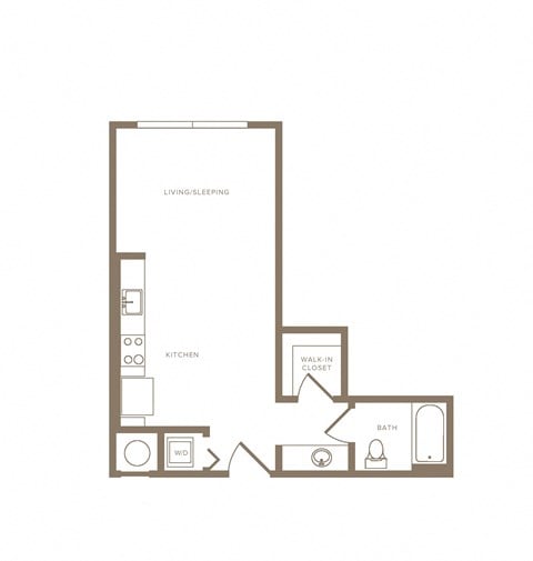 Floor plan for studio, 1 bath, 495 sqft